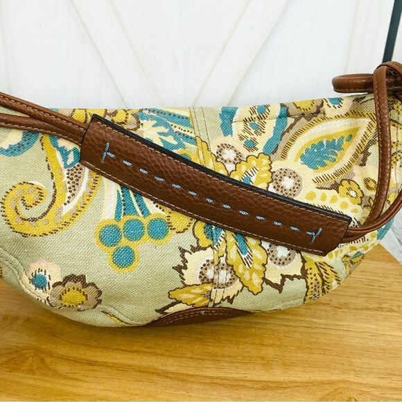 Liz Claiborne Linen Canvas Paisley Floral Shoulder Mini Hobo Bag - Picture 8 of 16